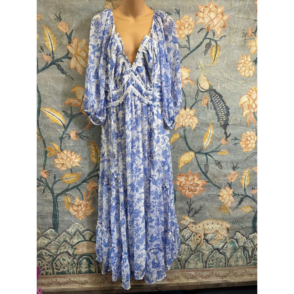 Free People Blue and White Maxi Dress - Picture 4 of 9
